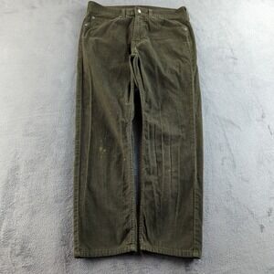 Levis Jeans Mens 34x30 Olive Green 505 Regular Straight Wide Corduroy Denim